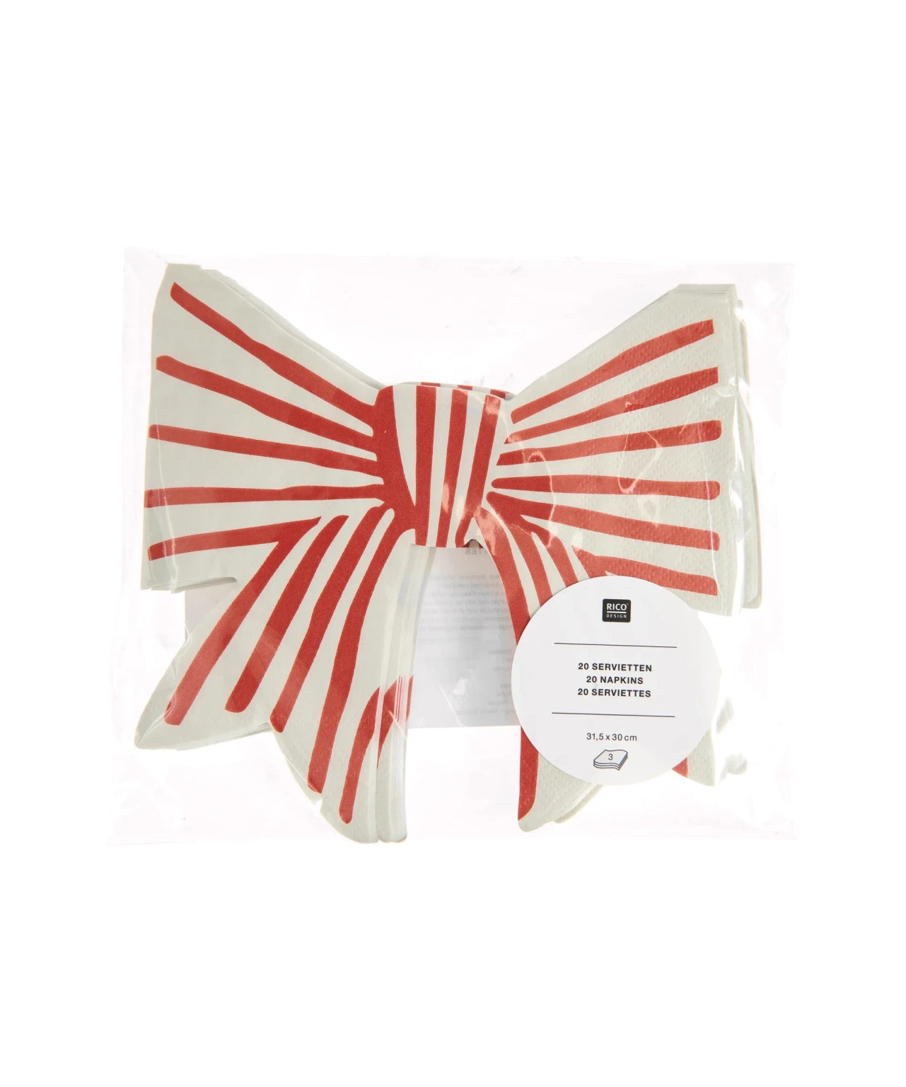 Rico Design - Servietten Schleife • Streifen (20 Stück) - Servietten - ROSA ECK