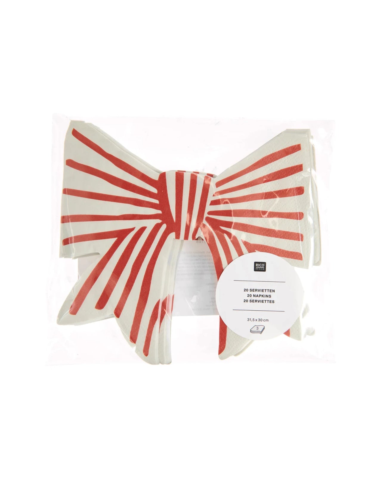 Rico Design - Servietten Schleife • Streifen (20 Stück) - Servietten - ROSA ECK