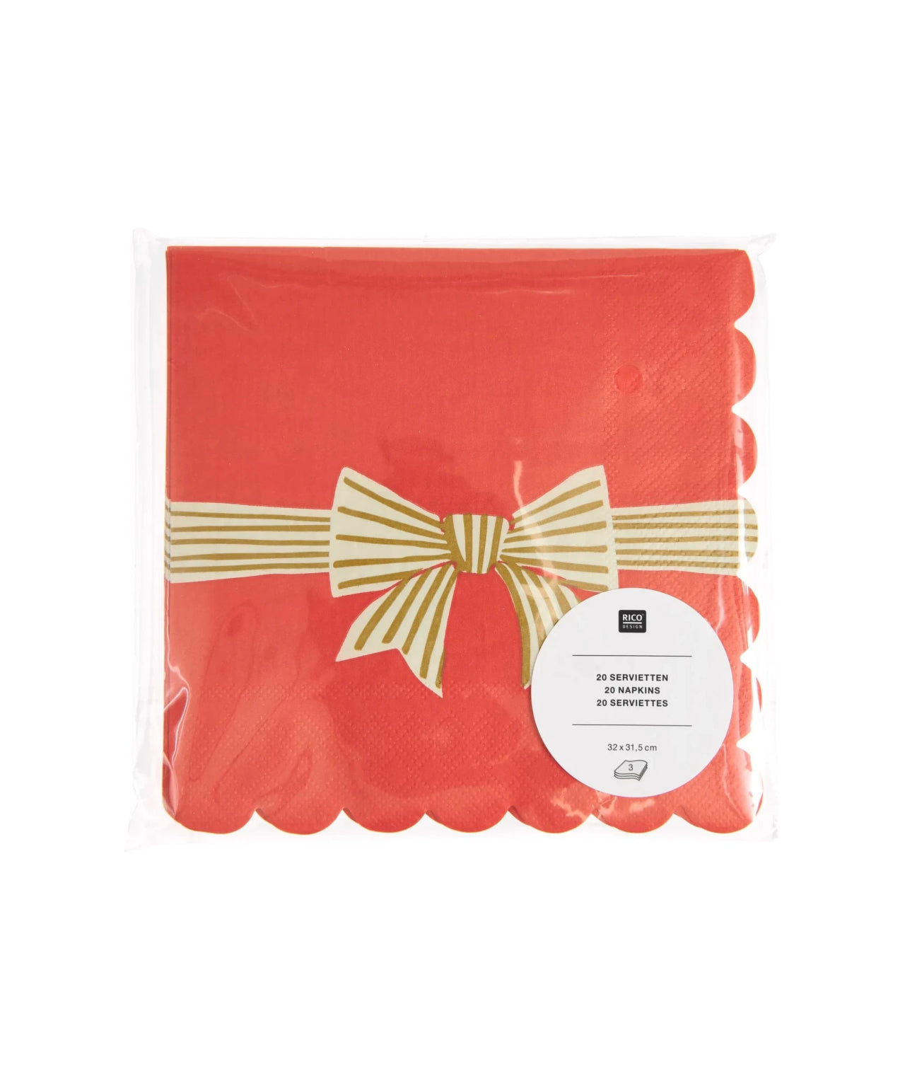 Rico Design - Servietten Schleifenband • Rot (20 Stück) - Servietten - ROSA ECK