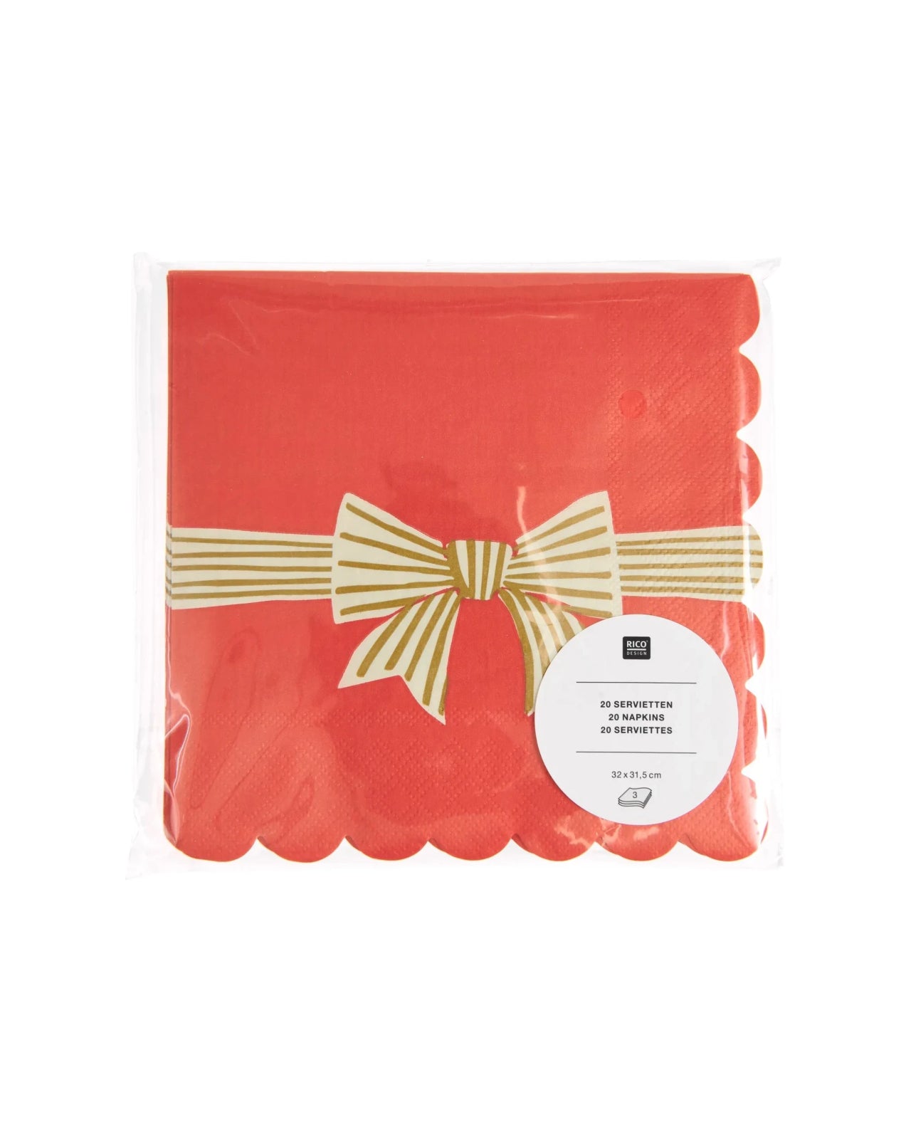 Rico Design - Servietten Schleifenband • Rot (20 Stück) - Servietten - ROSA ECK