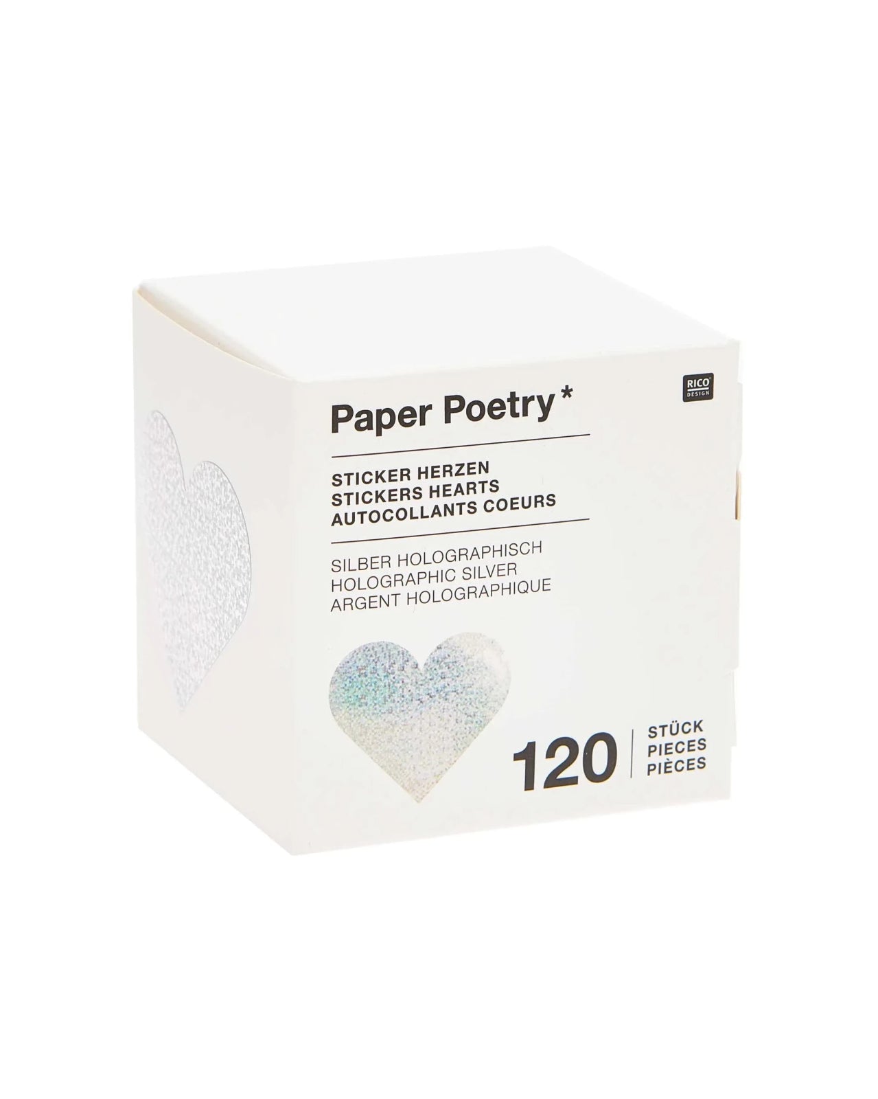 Rico Design - Sticker Herzen • Silber Holografisch (120 Stück) - Sticker - ROSA ECK
