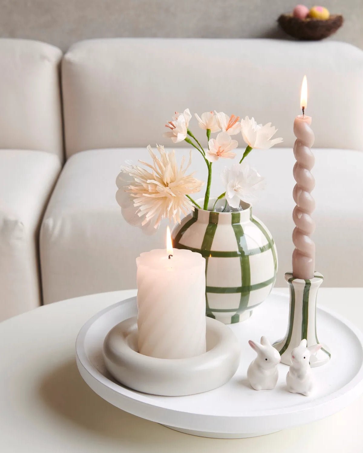 Rico Design - Stumpenkerze Spiral • Eierschale - Kerze - ROSA ECK