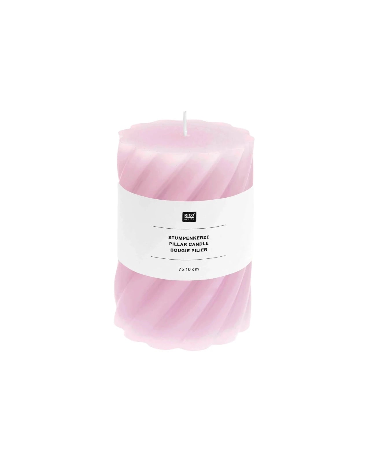 Rico Design - Stumpenkerze Spiral • Rosa - Kerze - ROSA ECK