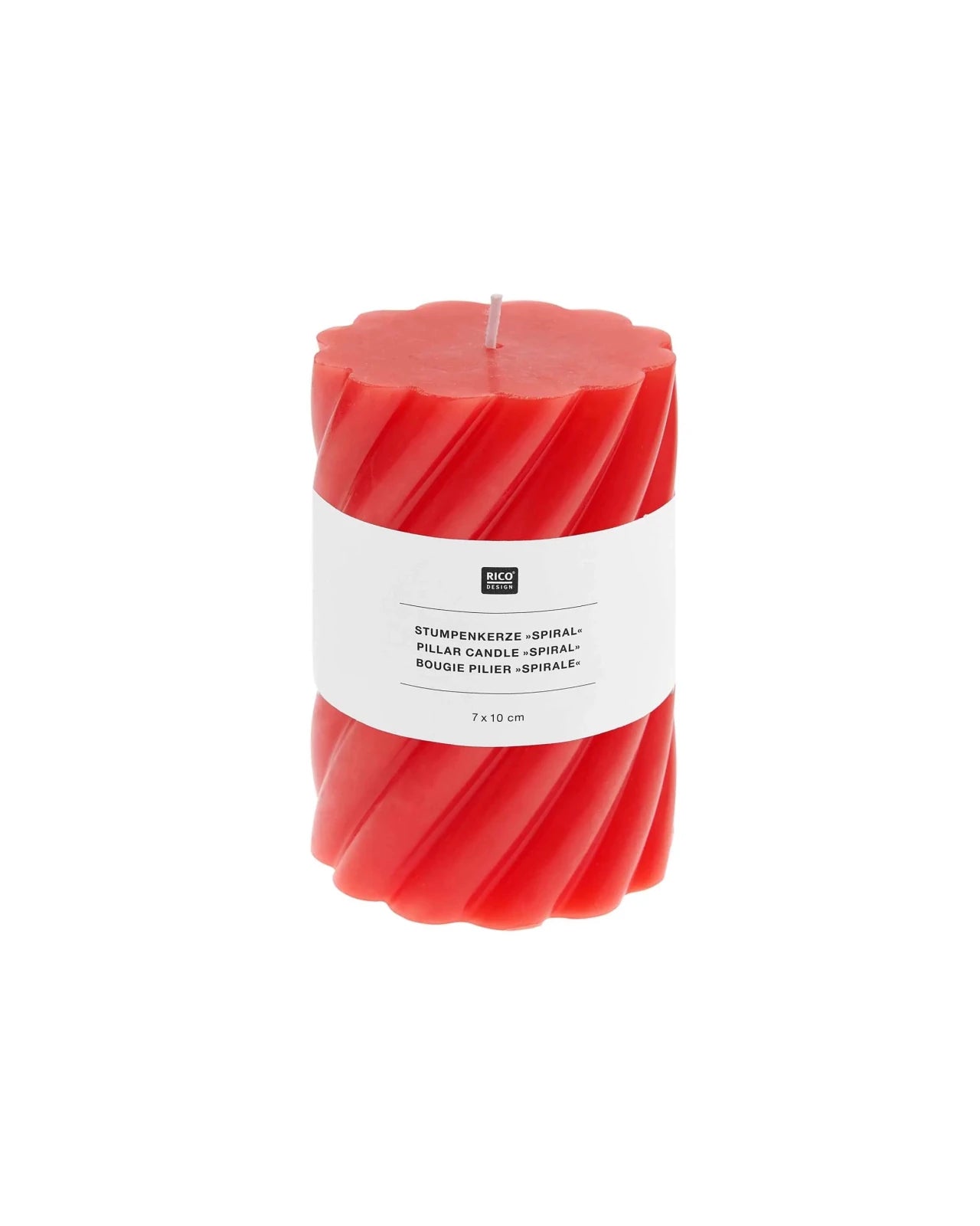 Rico Design - Stumpenkerze Spiral • Rot - Kerze - ROSA ECK