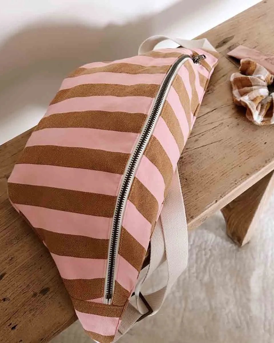 Rose in April - BANANA Bauchtasche | Stripes Caramel / Strawberry - Tasche - ROSA ECK - 