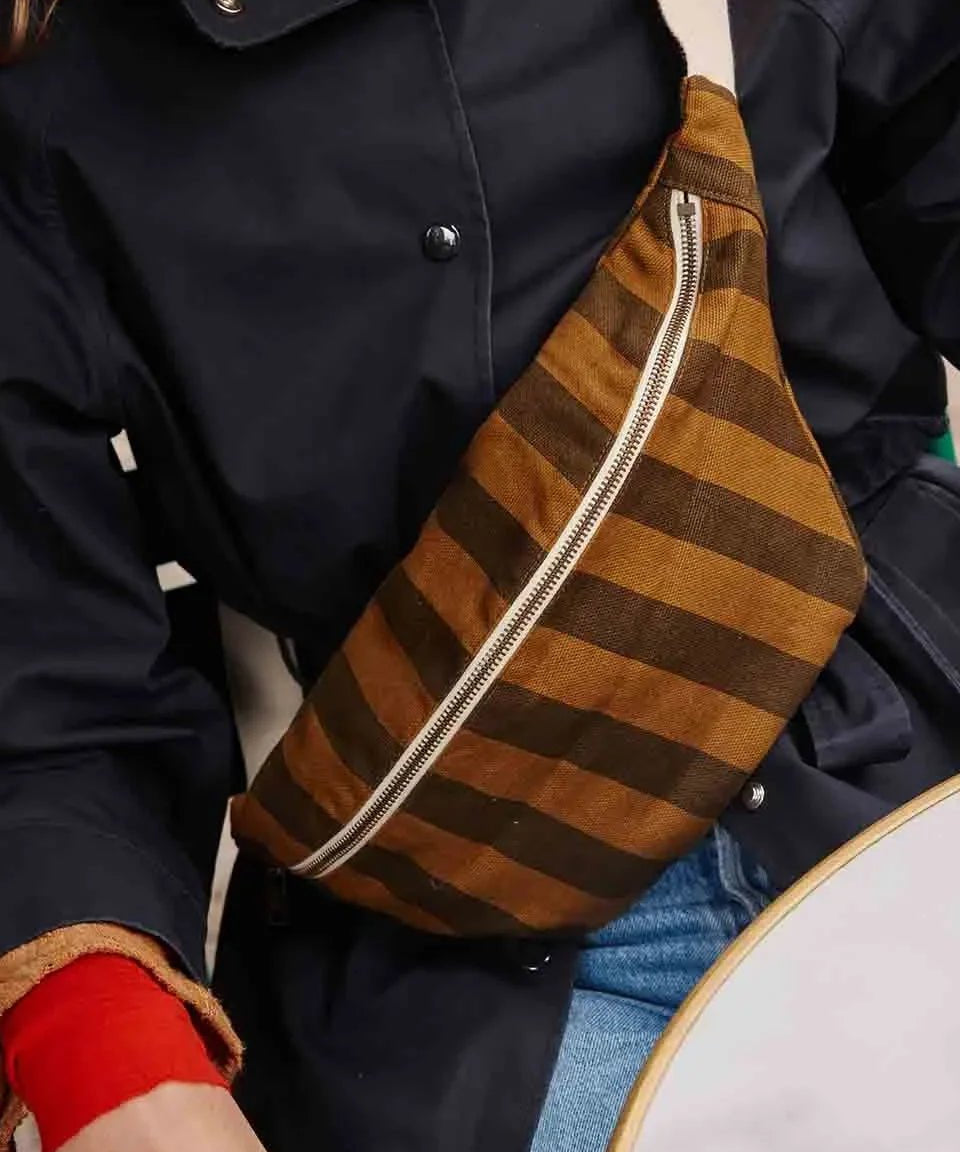 Rose in April - BANANA Bauchtasche • Stripes Cumin/Black - Bauchtasche - ROSA ECK