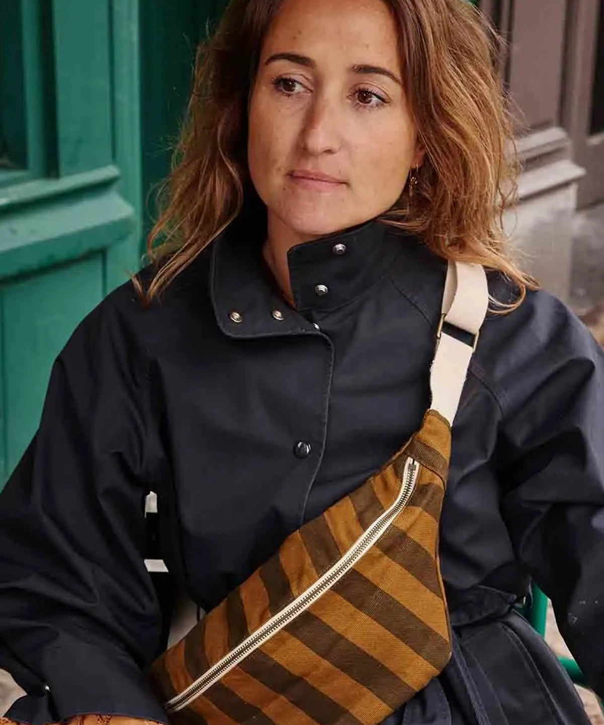 Rose in April - BANANA Bauchtasche • Stripes Cumin/Black - Bauchtasche - ROSA ECK