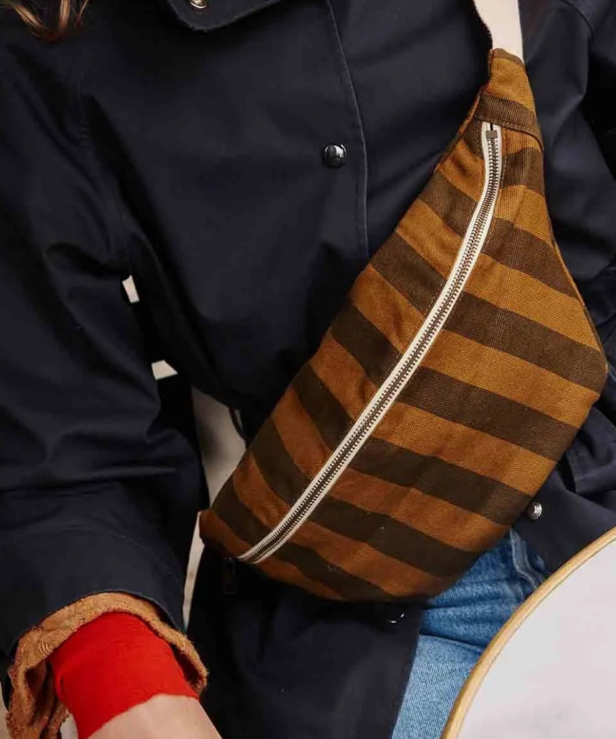 Rose in April - BANANA Bauchtasche • Stripes Cumin/Black - Bauchtasche - ROSA ECK