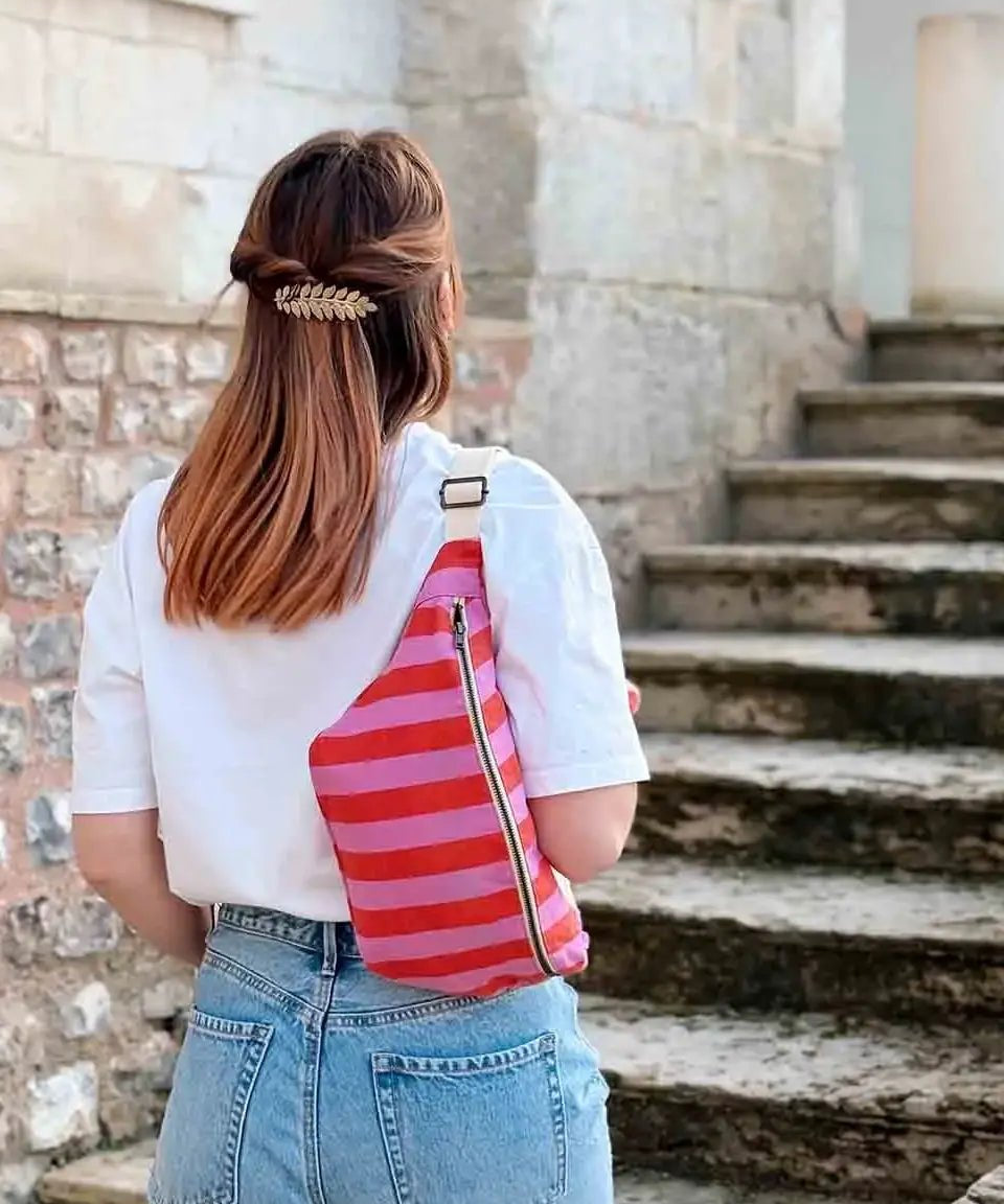 Rose in April - BANANA Bauchtasche • Stripes Orchid/Tomato - Bauchtasche - ROSA ECK Concept Store