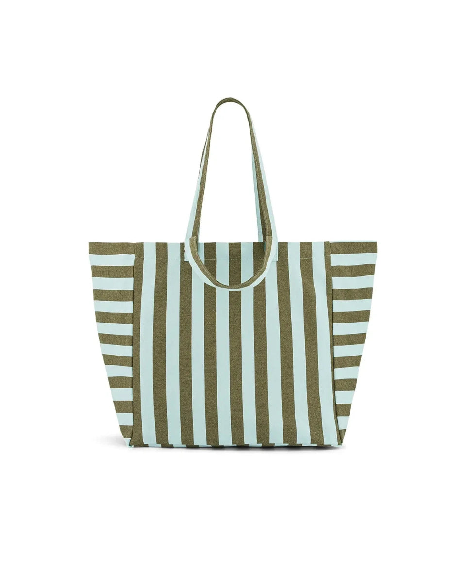 Rose in April - ELISA Einkaufstasche • Streifen Olivgrün/Blau - Tasche - ROSA ECK Concept Store