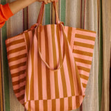 Rose in April - ELISA Einkaufstasche • Stripes Caramel/Strawberry - Tasche - ROSA ECK Concept Store