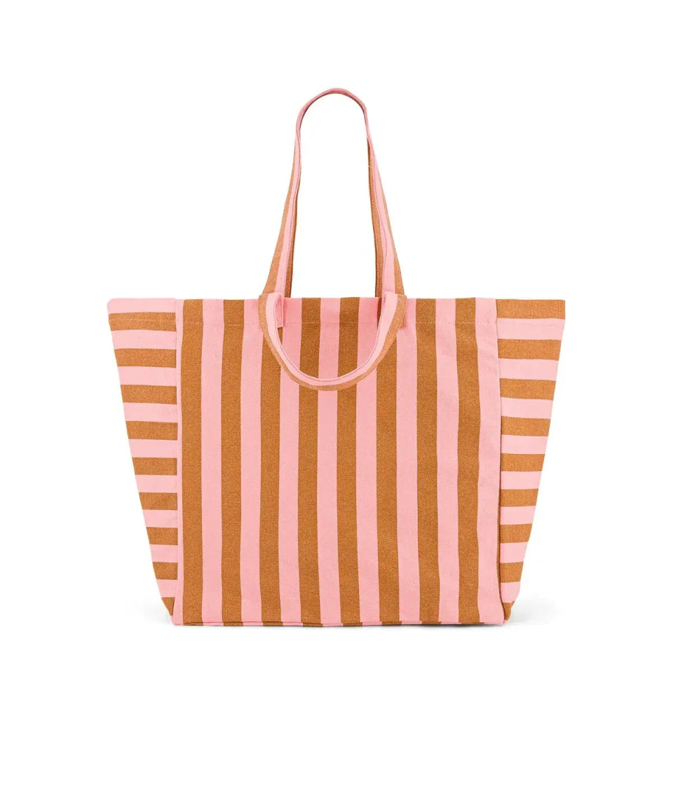 Rose in April - ELISA Einkaufstasche • Stripes Caramel/Strawberry - Tasche - ROSA ECK Concept Store