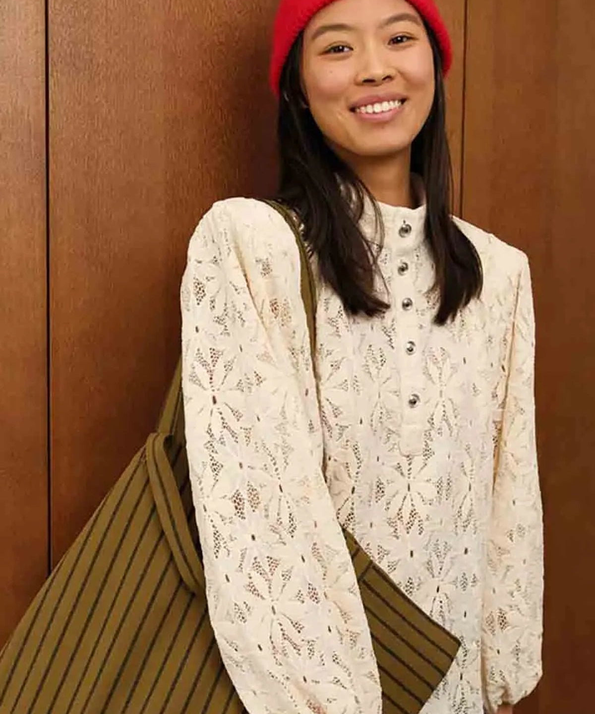 Rose in April - ELISA Einkaufstasche • Stripes Olive/Blue - Tasche - ROSA ECK