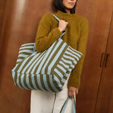 Rose in April - ELISA Einkaufstasche • Stripes Olive/Blue - Tasche - ROSA ECK