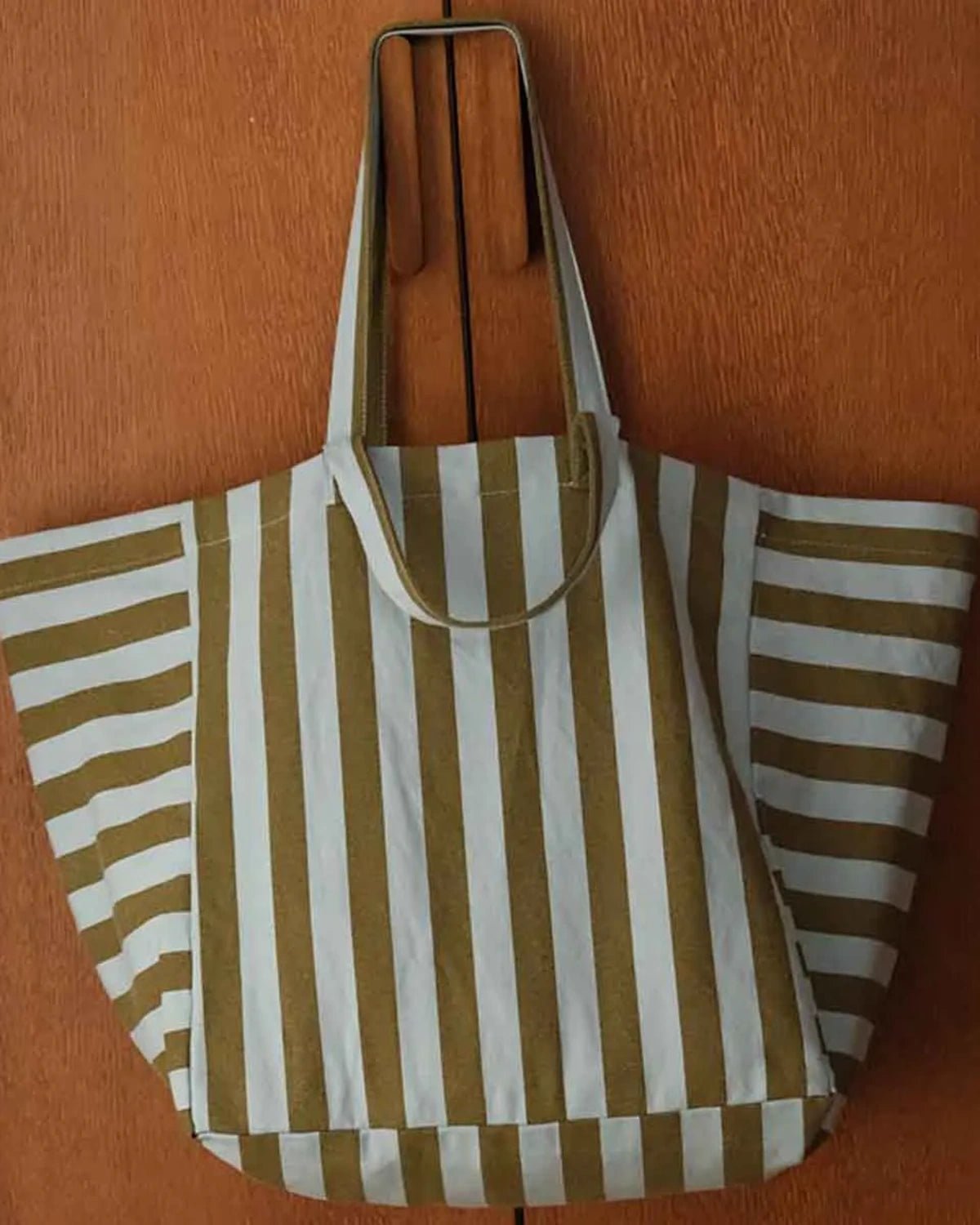 Rose in April - ELISA Einkaufstasche • Stripes Olive/Blue - Tasche - ROSA ECK