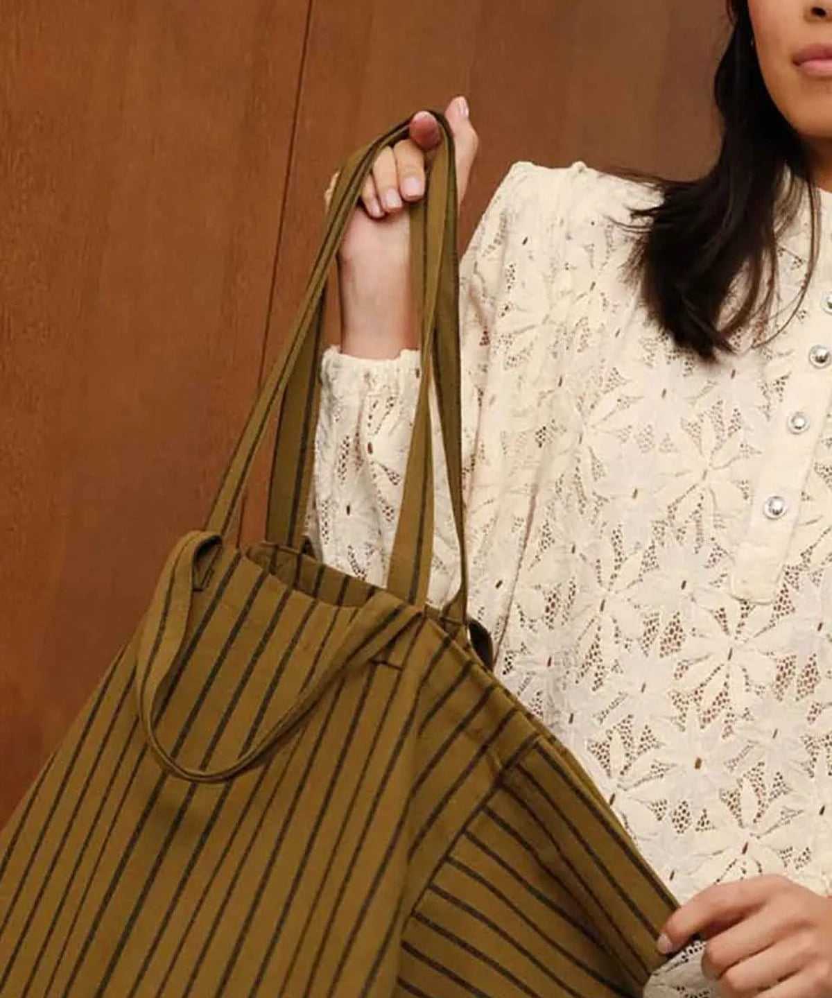 Rose in April - ELISA Einkaufstasche • Stripes Olive/Blue - Tasche - ROSA ECK