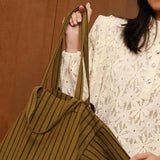 Rose in April - ELISA Einkaufstasche • Stripes Olive/Blue - Tasche - ROSA ECK