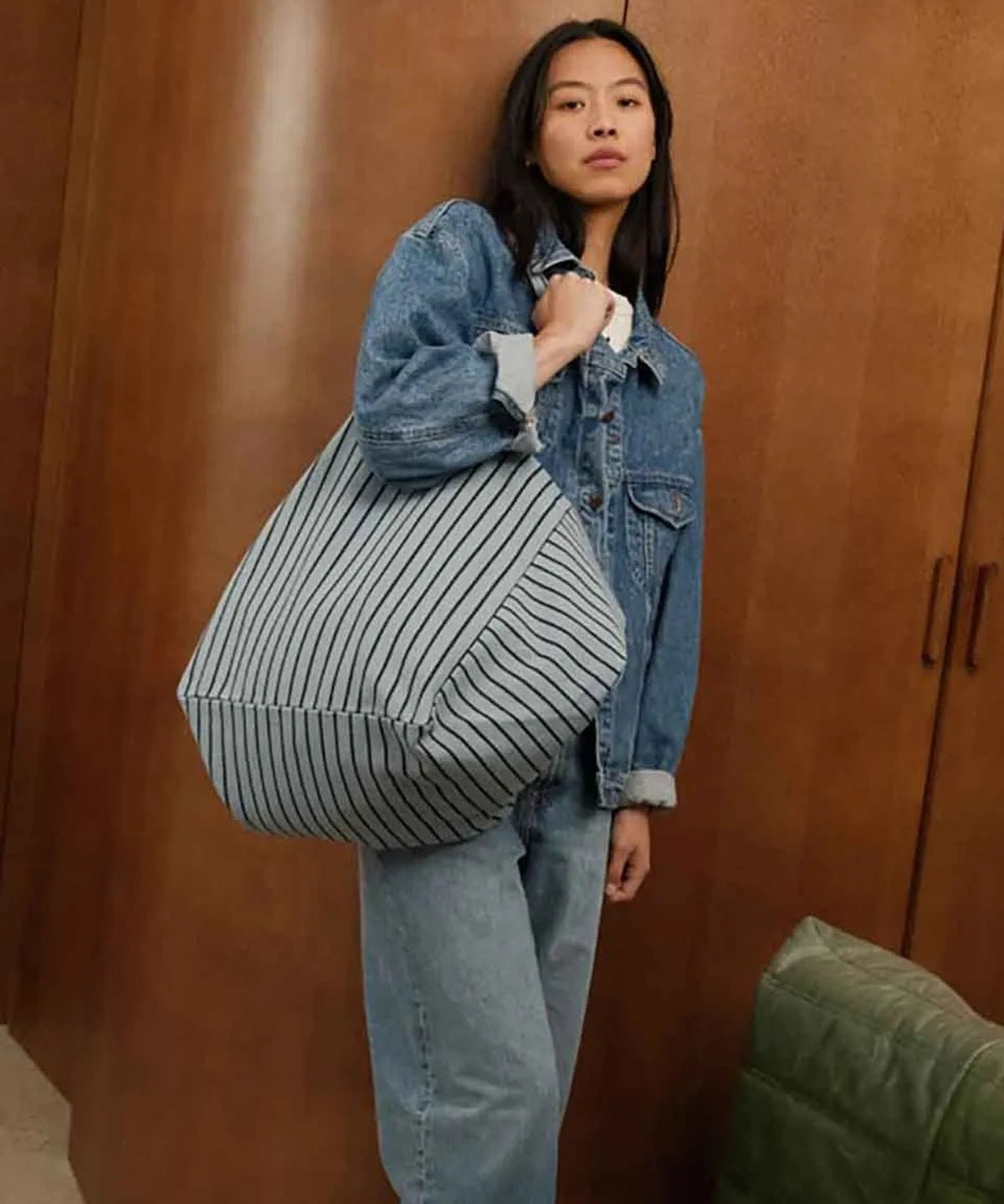 Rose in April - ELISA Einkaufstasche • Stripes Tennis Blue sky - Tasche - ROSA ECK