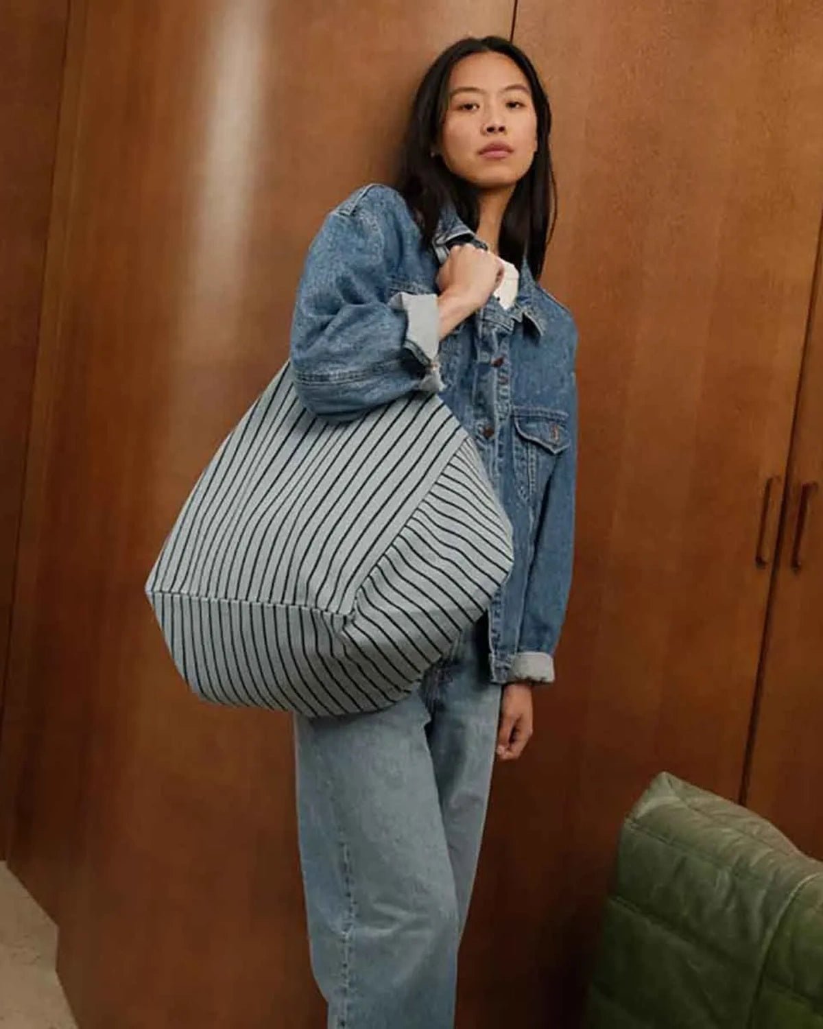 Rose in April - ELISA Einkaufstasche • Stripes Tennis Blue sky - Tasche - ROSA ECK