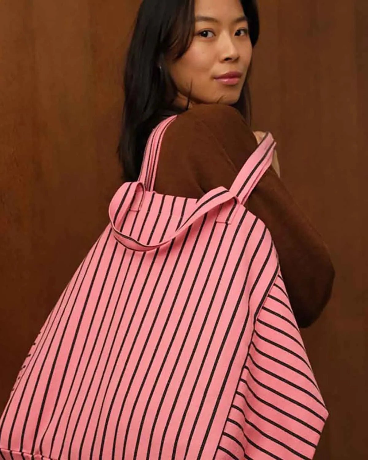 Rose in April - ELISA Einkaufstasche • Stripes Tennis Funky pink - Tasche - ROSA ECK