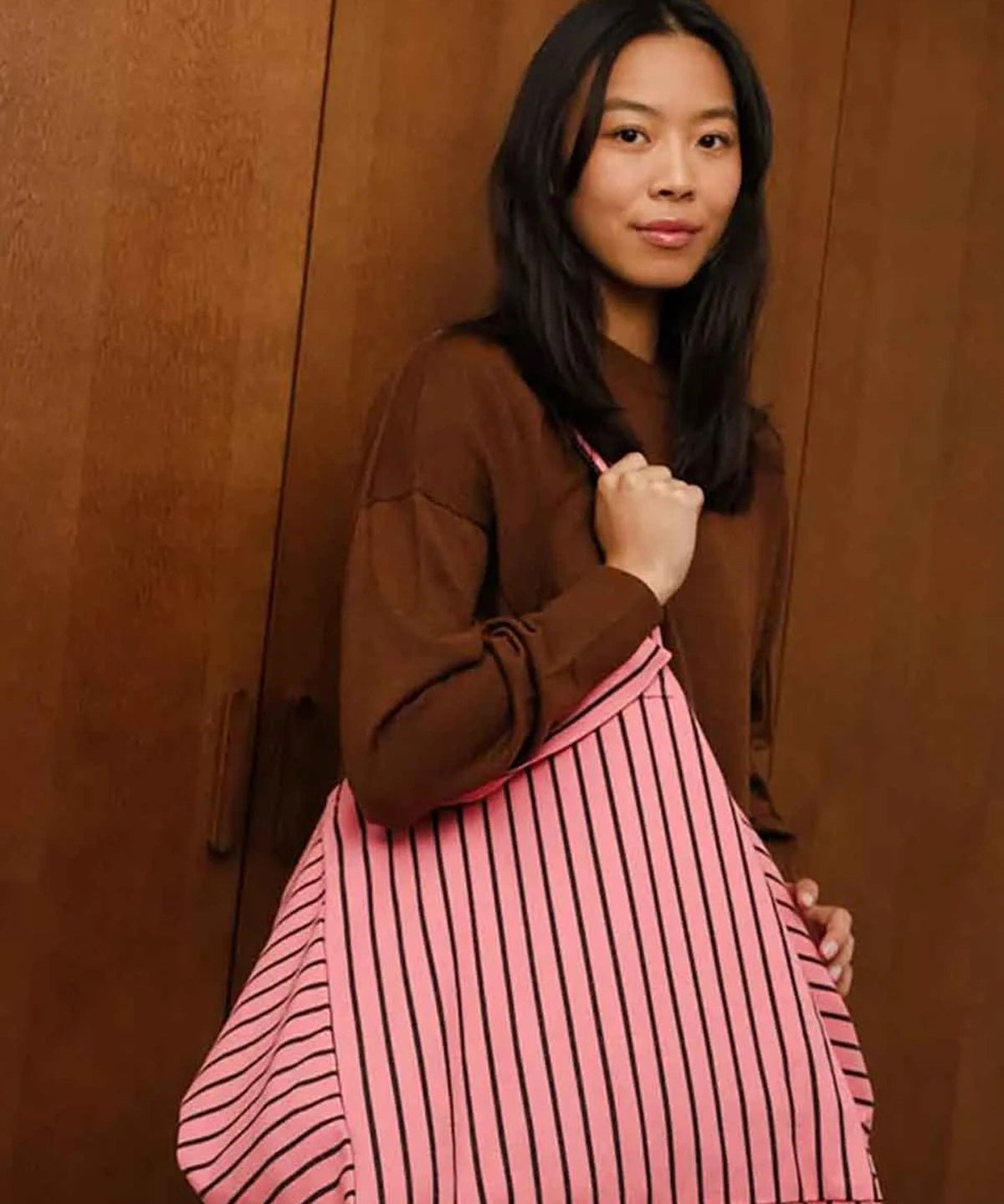 Rose in April - ELISA Einkaufstasche • Stripes Tennis Funky pink - Tasche - ROSA ECK