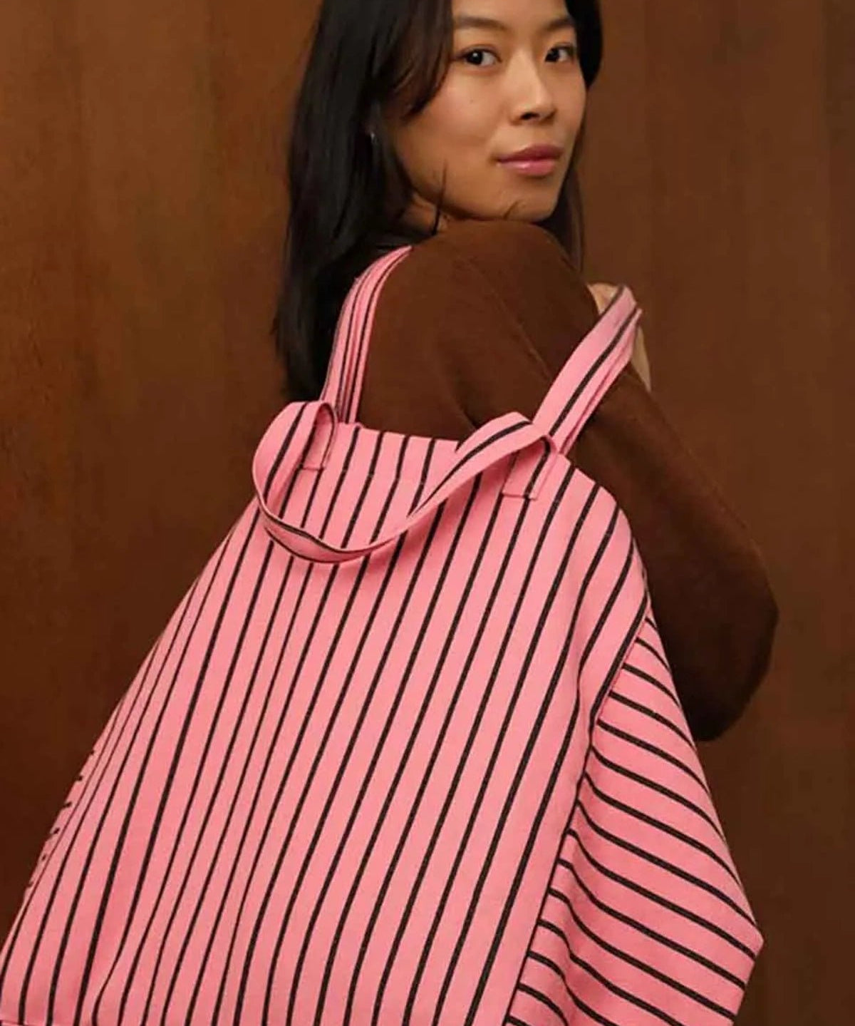 Rose in April - ELISA Einkaufstasche • Stripes Tennis Funky pink - Tasche - ROSA ECK