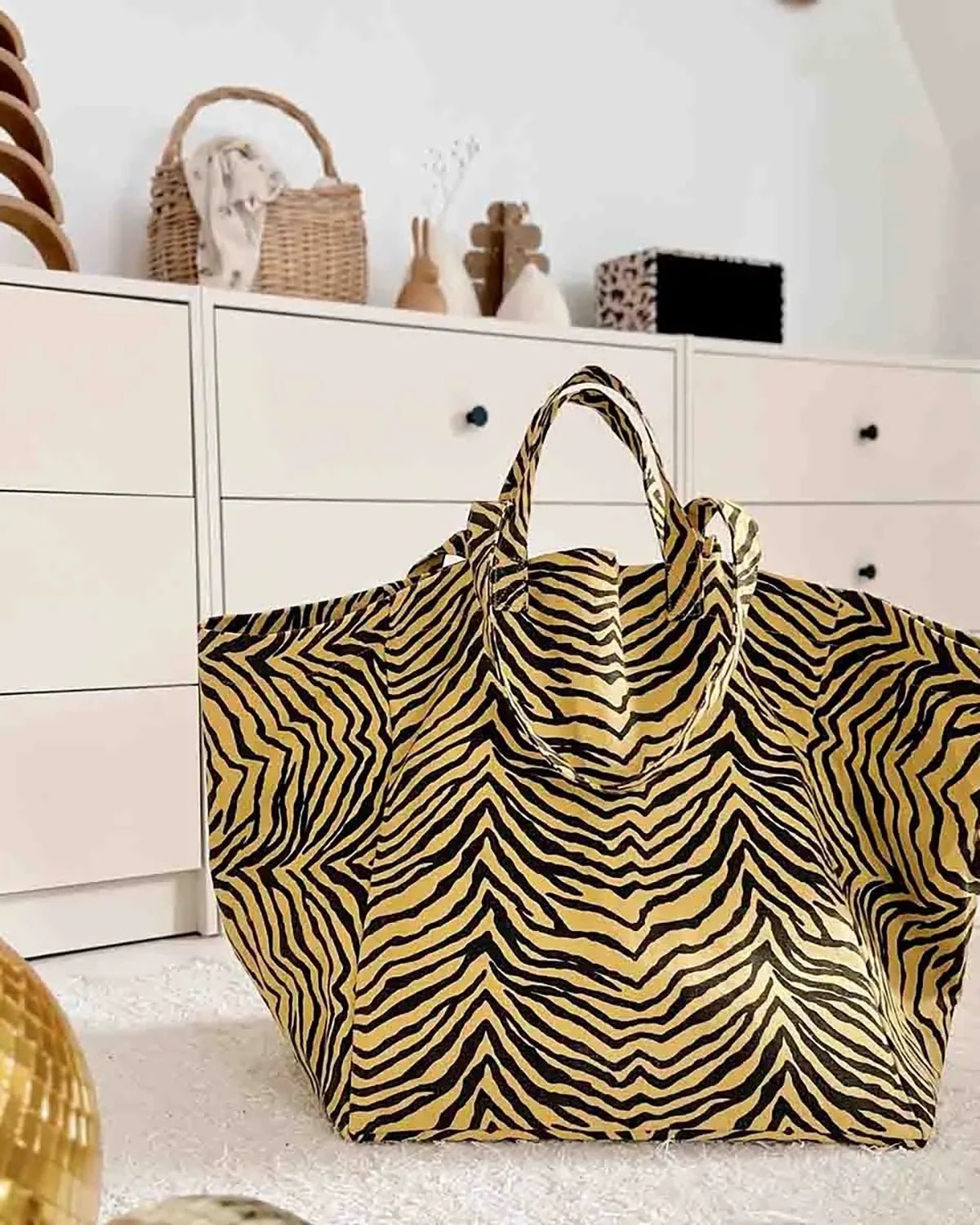 Rose in April - ELISA Einkaufstasche • Zebra Bambou/Black - ROSA ECK