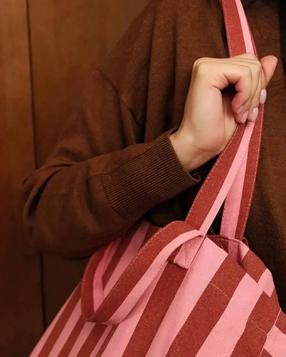 Rose in April - ELISA Tragetasche • Stripes Brick/Pink - ROSA ECK
