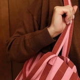 Rose in April - ELISA Tragetasche • Stripes Brick/Pink - ROSA ECK