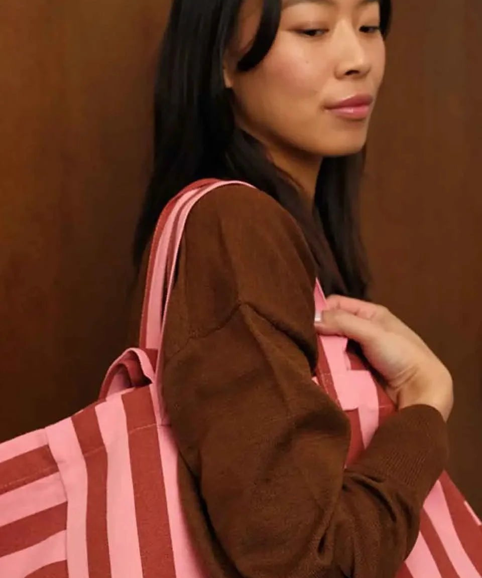 Rose in April - ELISA Tragetasche • Stripes Brick/Pink - ROSA ECK