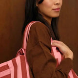 Rose in April - ELISA Tragetasche • Stripes Brick/Pink - ROSA ECK