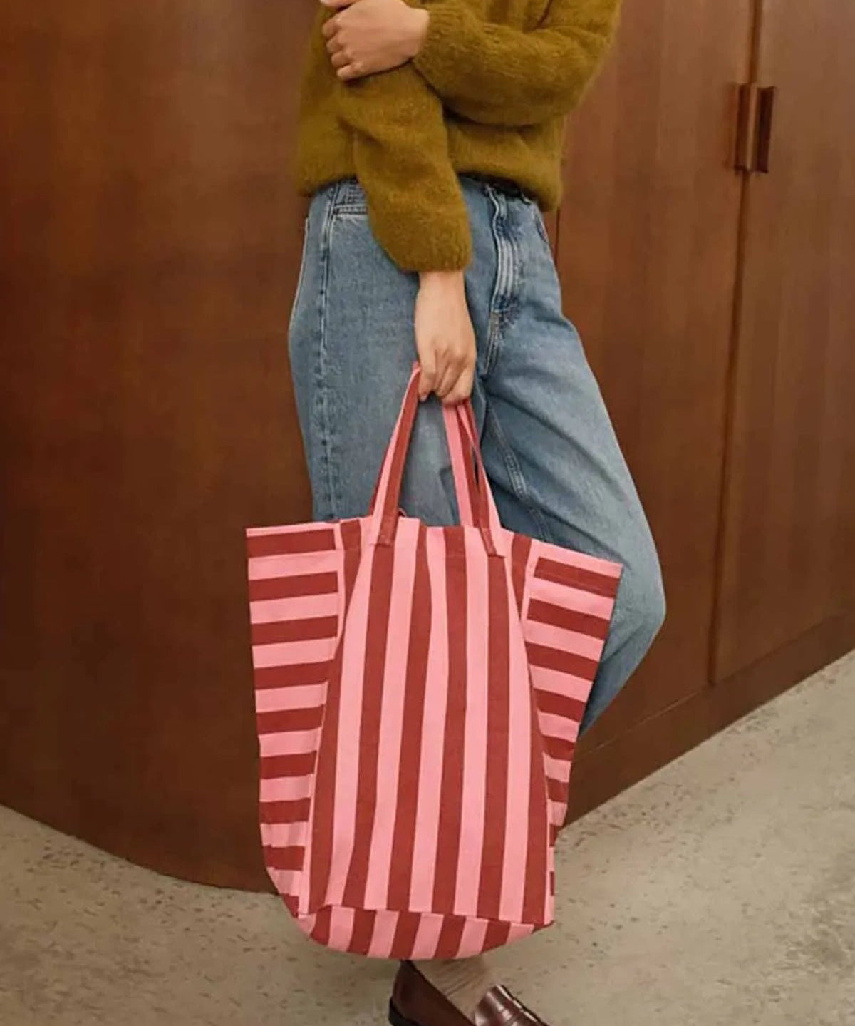 Rose in April - ELISABETH Einkaufstasche • Stripes Brick/Pink - Tasche - ROSA ECK