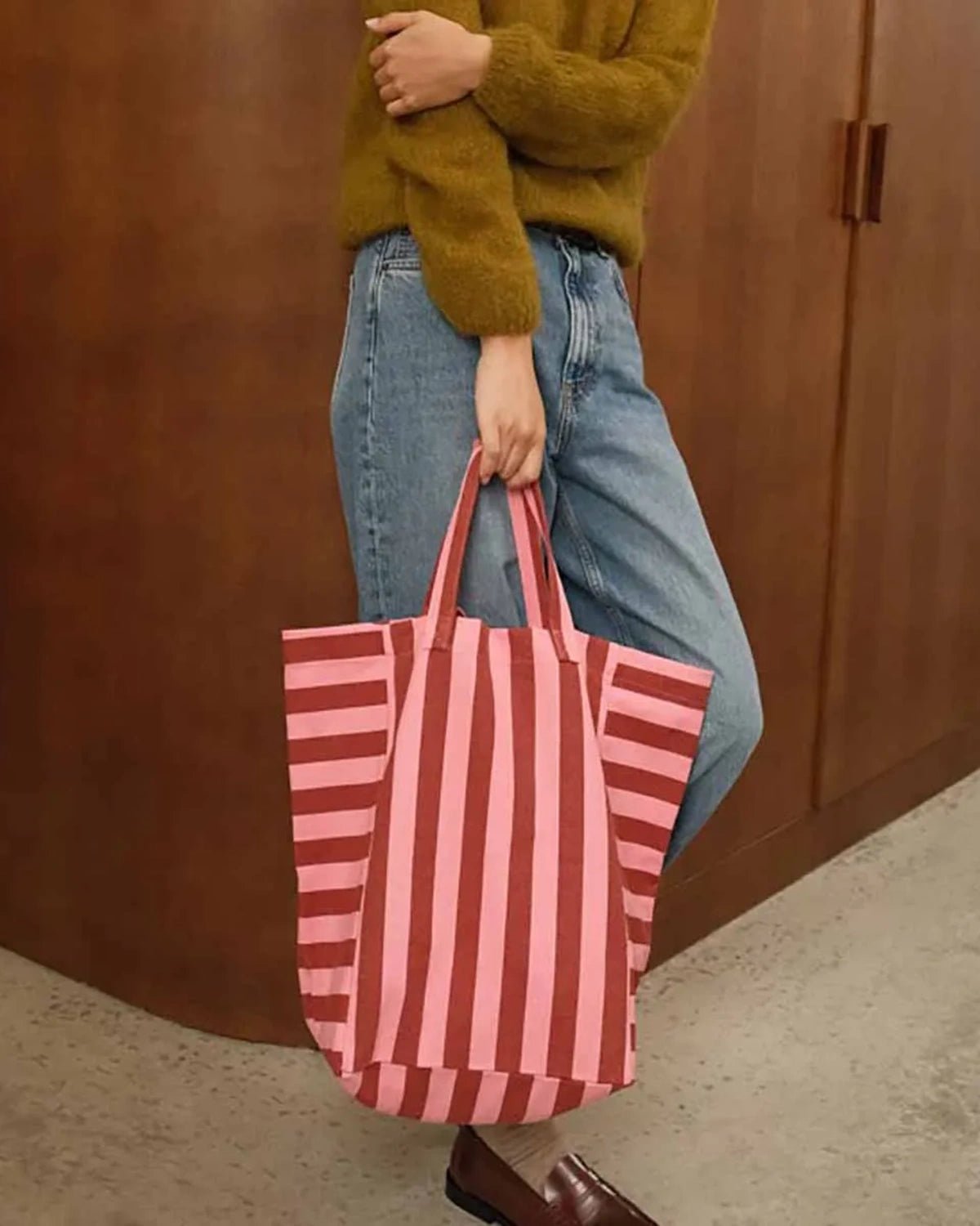 Rose in April - ELISABETH Einkaufstasche • Stripes Brick/Pink - Tasche - ROSA ECK