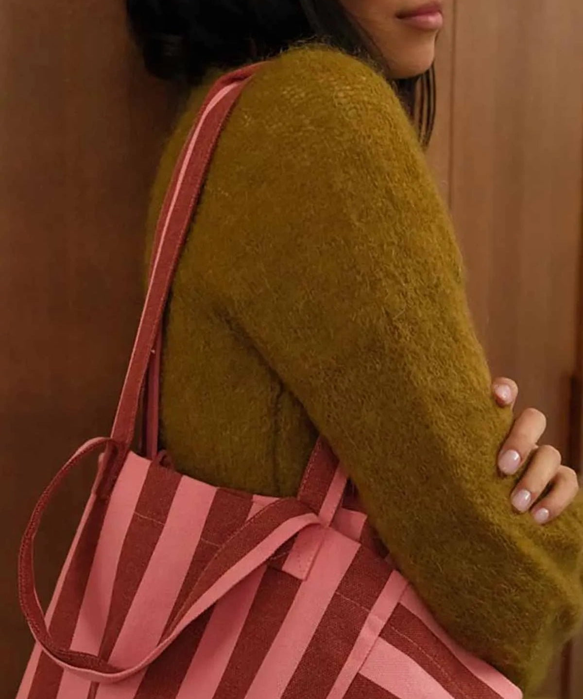 Rose in April - ELISABETH Einkaufstasche • Stripes Brick/Pink - Tasche - ROSA ECK