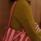 Rose in April - ELISABETH Einkaufstasche • Stripes Brick/Pink - Tasche - ROSA ECK