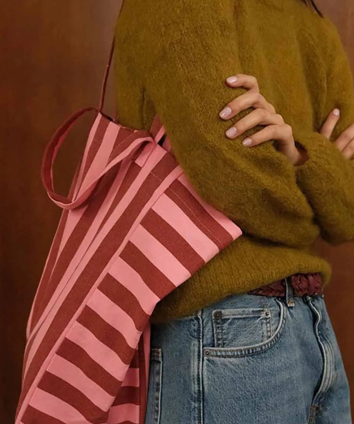 Rose in April - ELISABETH Einkaufstasche • Stripes Brick/Pink - Tasche - ROSA ECK