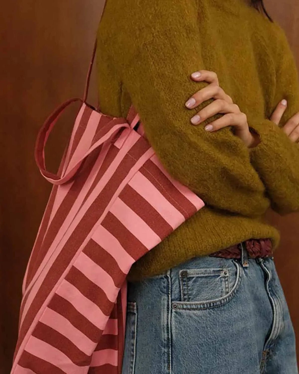Rose in April - ELISABETH Einkaufstasche • Stripes Brick/Pink - Tasche - ROSA ECK
