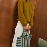 Rose in April - ELISABETH Tragetasche • Stripes Olive/Blue - ROSA ECK