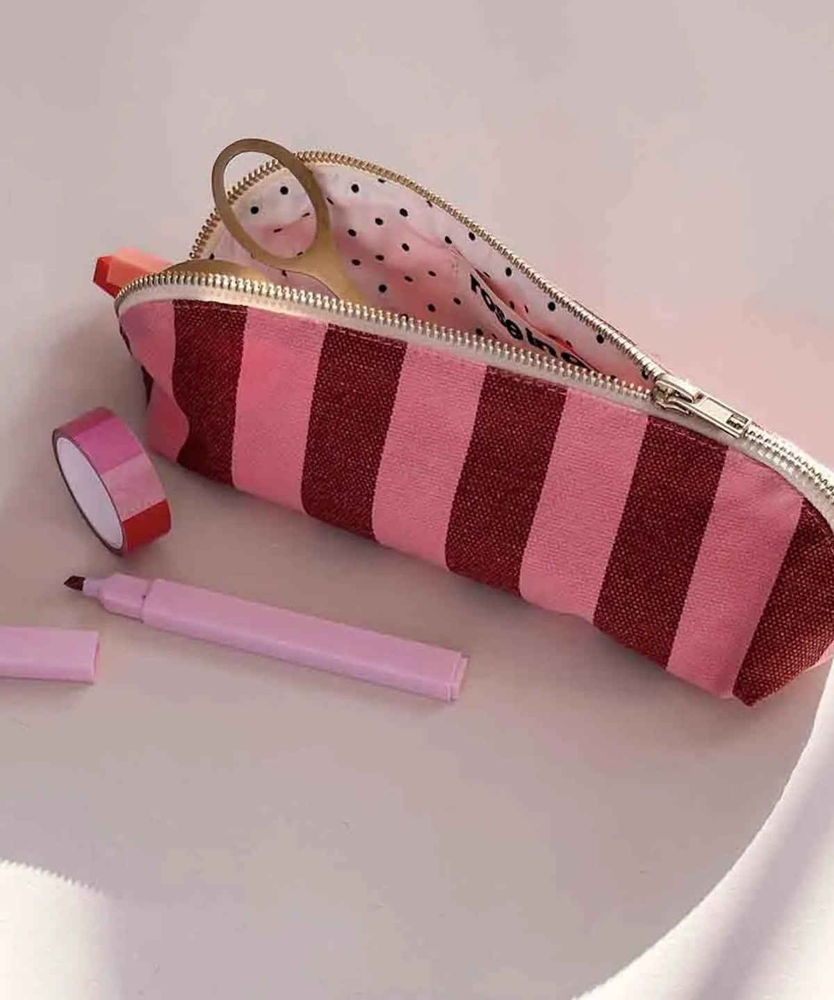 Rose in April - GASTON Federmäppchen • Stripes Brick/Pink - Federmäppchen - ROSA ECK