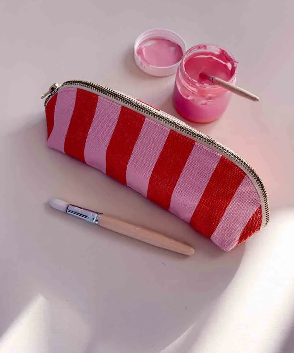 Rose in April - GASTON Federmäppchen • Stripes Candy Pink/Tomato - Federmäppchen - ROSA ECK