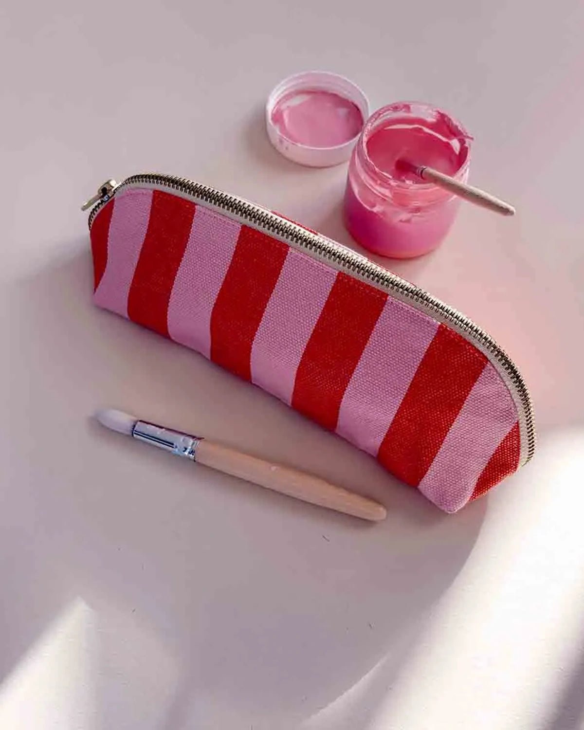 Rose in April - GASTON Federmäppchen • Stripes Candy Pink/Tomato - Federmäppchen - ROSA ECK
