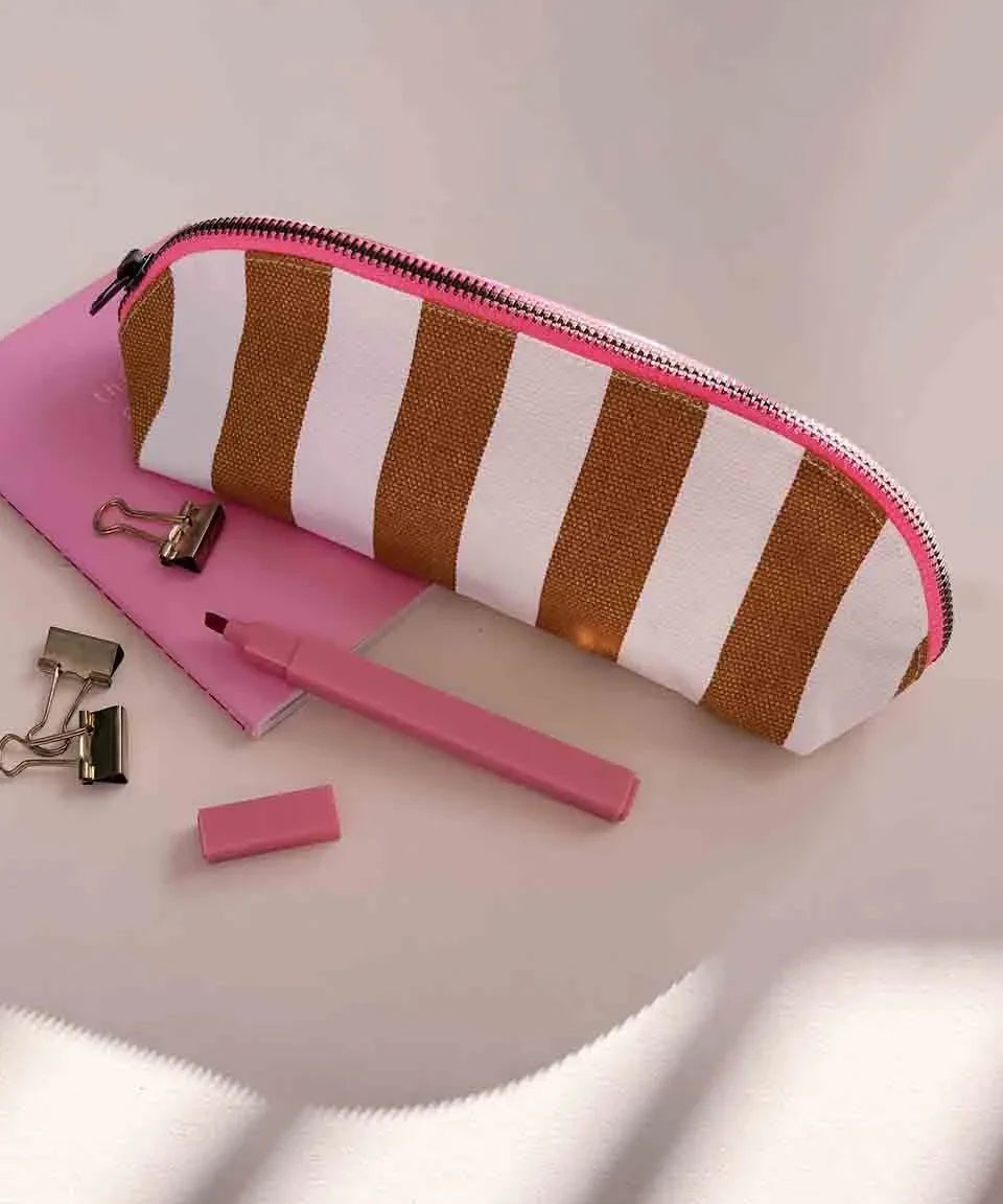 Rose in April - GASTON Federmäppchen • Stripes Ecru/Caramel - Federmäppchen - ROSA ECK