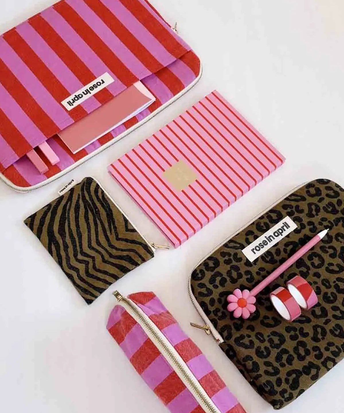 Rose in April - GASTON Federmäppchen • Stripes Orchid/Tomato - Federmäppchen - ROSA ECK