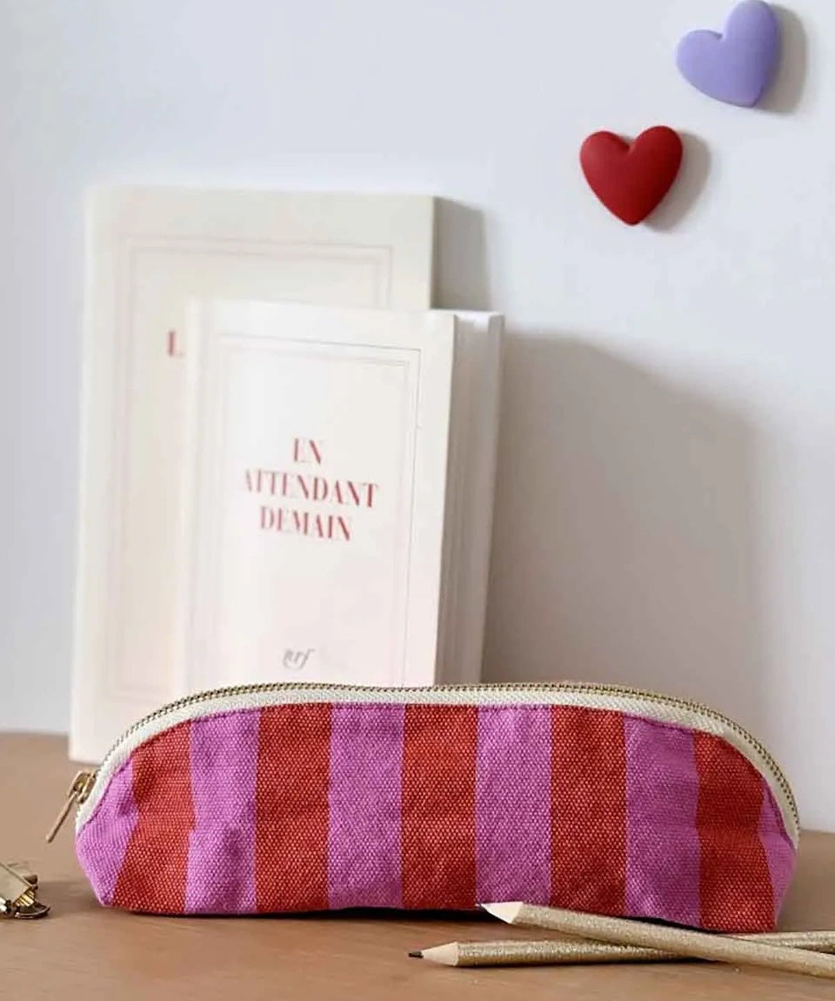 Rose in April - GASTON Federmäppchen • Stripes Orchid/Tomato - Federmäppchen - ROSA ECK