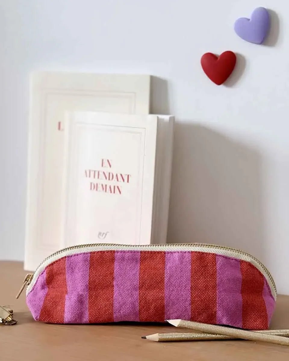 Rose in April - GASTON Federmäppchen • Stripes Orchid/Tomato - Federmäppchen - ROSA ECK