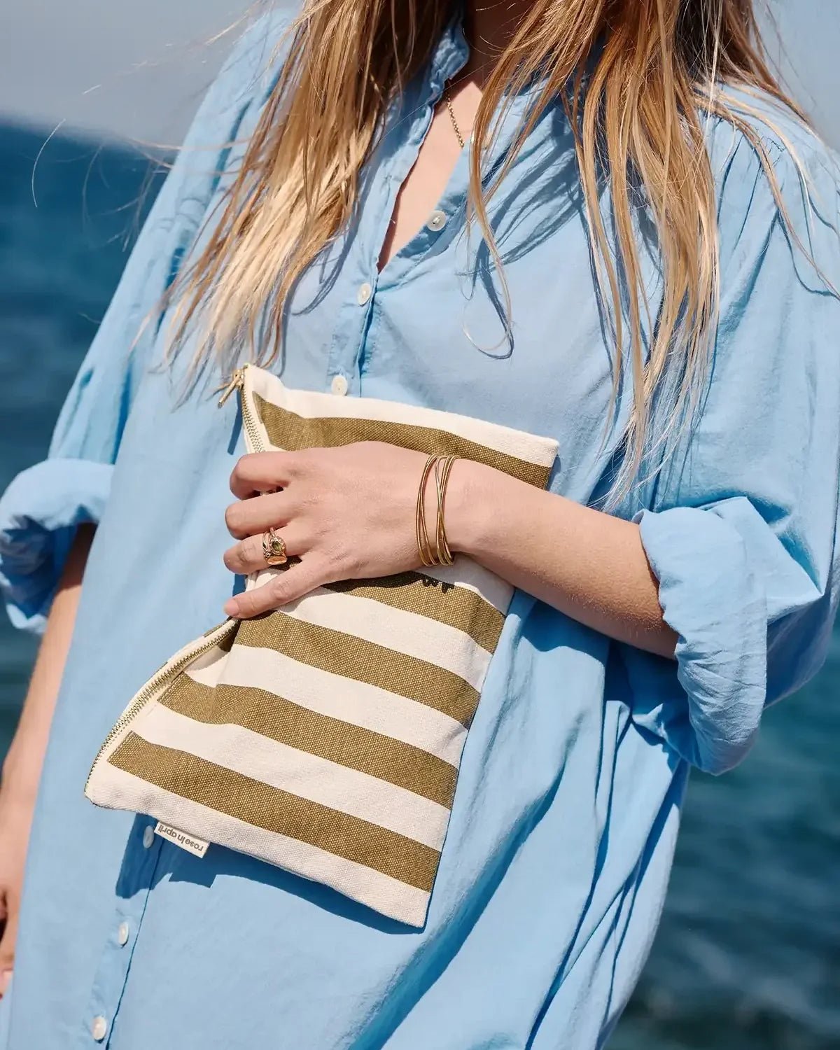 Rose in April - LILI Etui • Stripes Olive/Greige - ROSA ECK