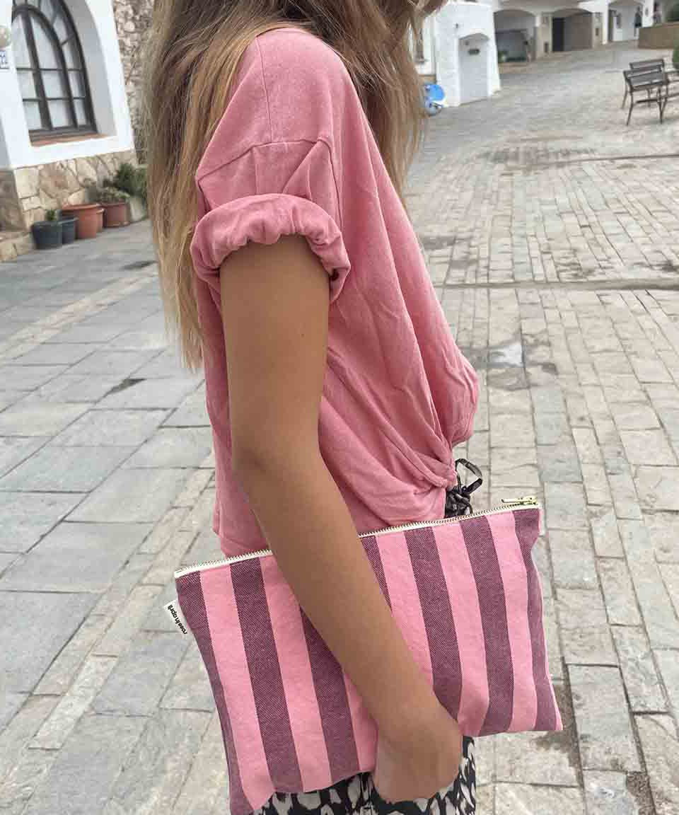 Rose in April - LILI Handtasche | Burgundy / Flamingo - Beutel - ROSA ECK - 