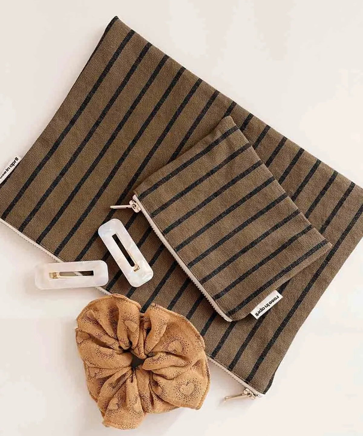 Rose in April - LILI Handtasche • Stripes Tennis Olive - Beutel - ROSA ECK