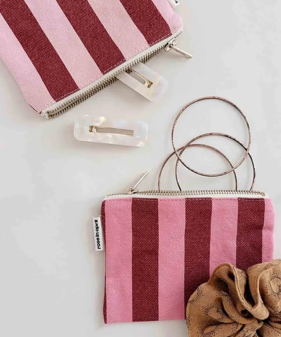 Rose in April - MARIE Geldbeutel • Stripes Brick/Pink - ROSA ECK