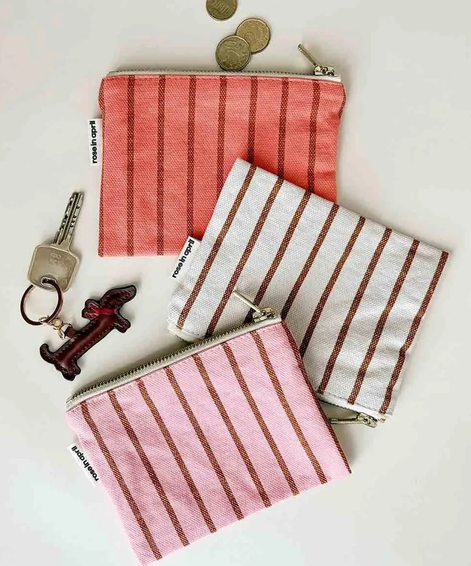 Rose in April - MARIE Geldbeutel • Stripes Tennis Pecan/Greige - ROSA ECK